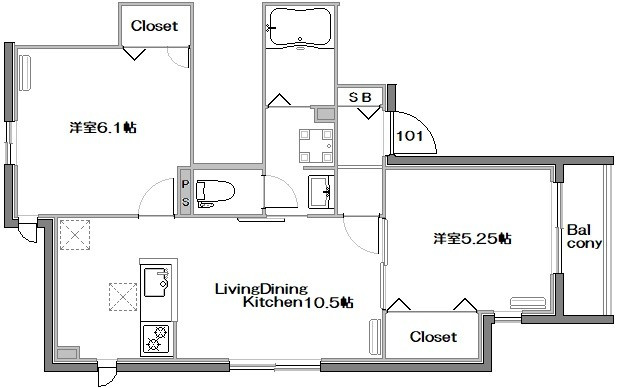 Ｐａｒｔｅｒｒｅ　Ｃｏｕｒｔの間取り