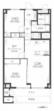 ダイヤシャトー千里　中古 マンションの間取り