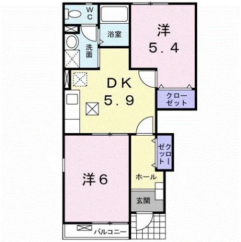 メロディハイム横入川Ｆの間取り