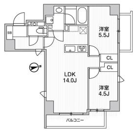 台東区元浅草１丁目の賃貸マンションの間取り
