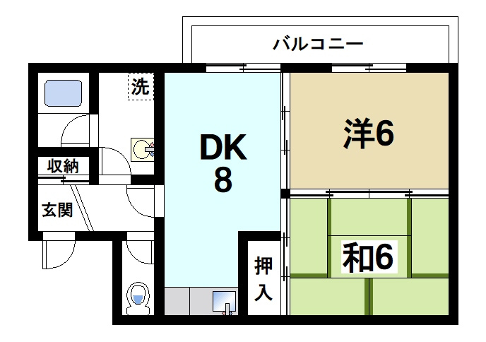 マンションポプリの間取り|和室と洋室がある快適な間取りです