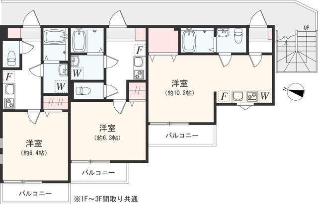 川崎市多摩区生田７丁目のアパートの区画図