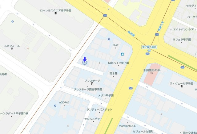西宮市甲子園九番町　テラスハウスの地図|全居室収納付きで床下収納有り！収納豊富です♪