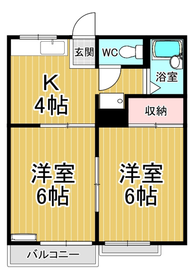 【間取り】 | ドミールタナカⅢ | カップルさんにオススメのお部屋です♪