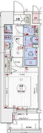 エステムコート四天王寺夕陽丘Ⅱの間取り