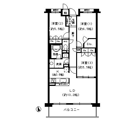 甲子園六石町ハイツの間取り