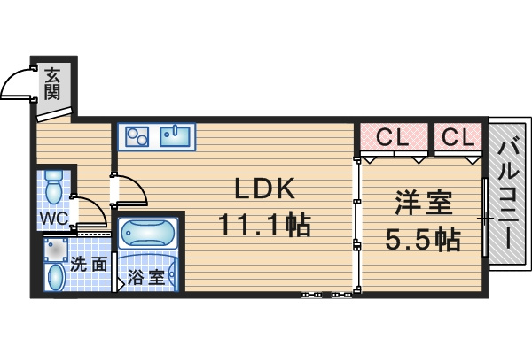 フジパレス服部西町Ⅱ番館の間取り