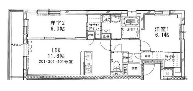 東村山市本町１丁目の賃貸マンションの間取り