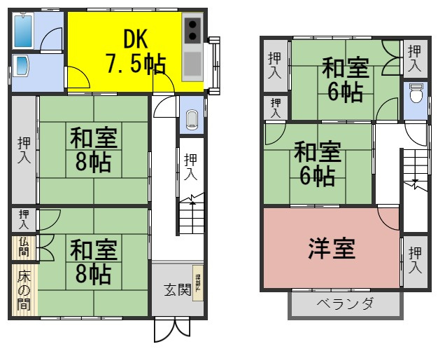 ６７３１２　岐阜市南鶉中古戸建の間取り