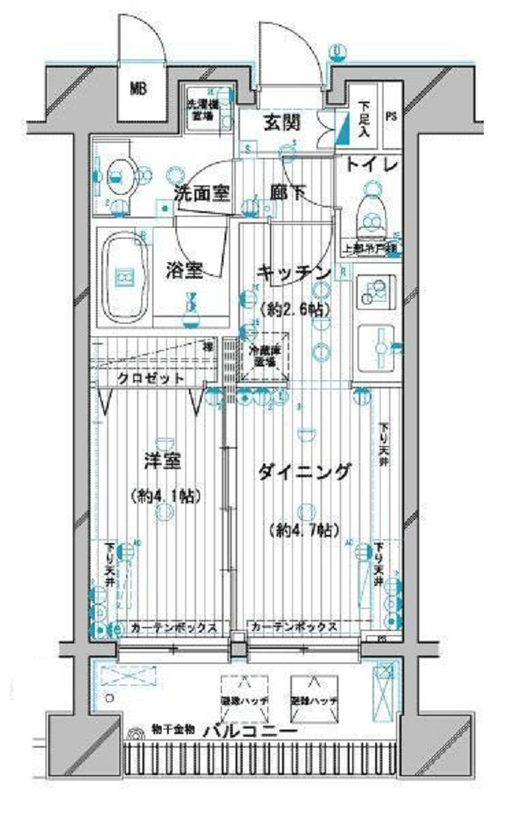 デュオ・スカーラ蒲田Ⅱの間取り|1DK広々1Rとしも利用可能です！