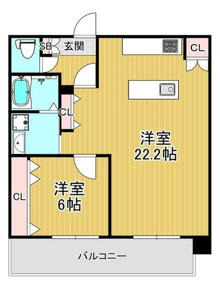 熊本市中央区本荘町の賃貸マンションの間取り