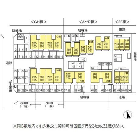 シャインポート屋島G・H棟 H棟の区画図