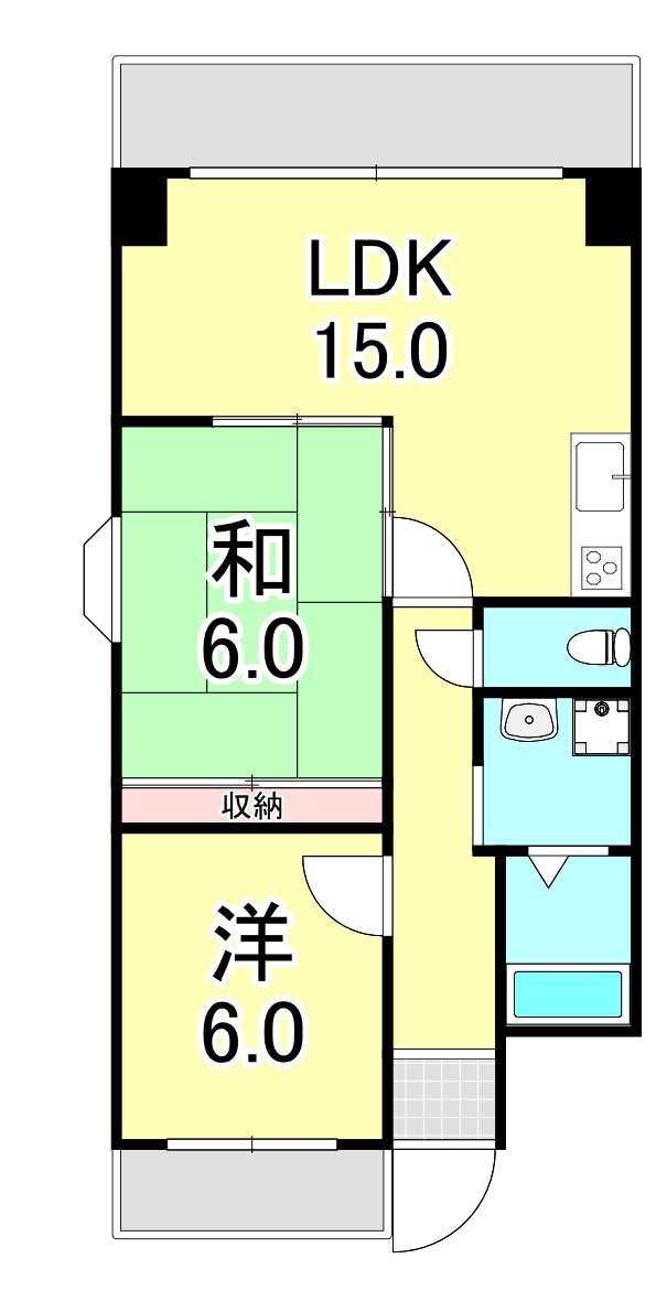 大阪市西淀川区野里１丁目の賃貸マンションの間取り