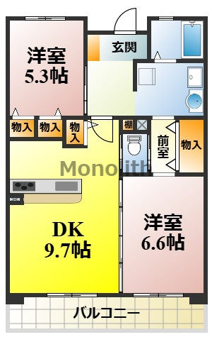 サンヴァリエ津久野9号棟の間取り