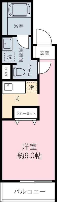 M-1 Tokyo蒲田の間取り|東向きバルコニーの1Ｒ