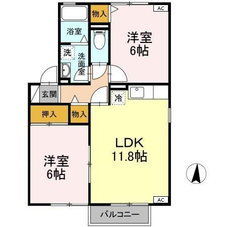 グランシャリオⅡ　B棟の間取り