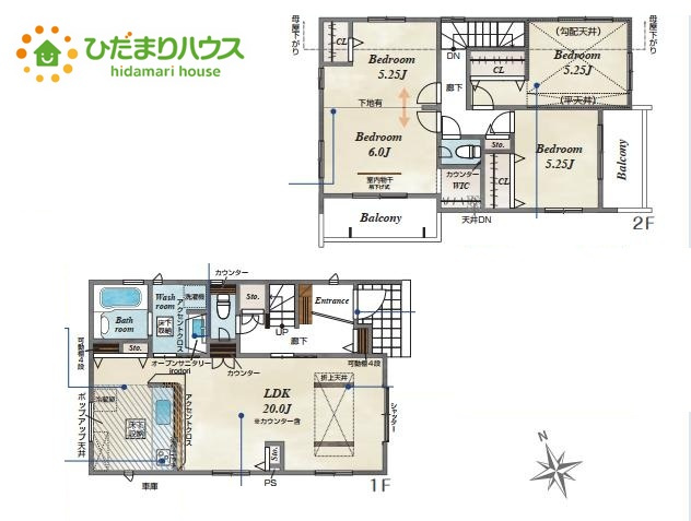 上尾市井戸木3丁目　新築戸建　ブルーミング02の間取り