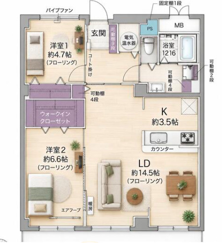 南郷サンハイツの間取り