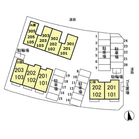 流山市西平井３丁目のアパートの区画図
