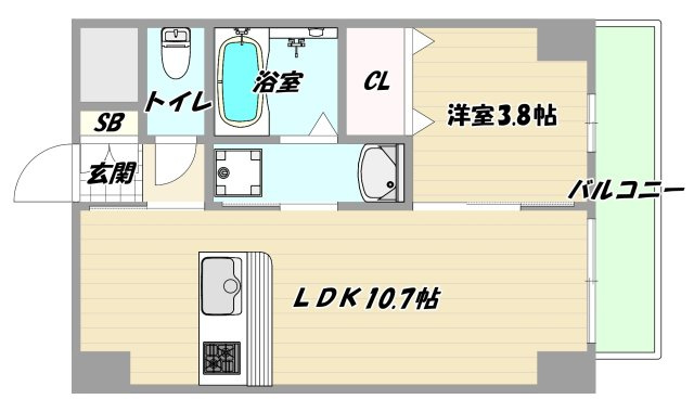 大阪市淀川区東三国４丁目の賃貸マンションの間取り