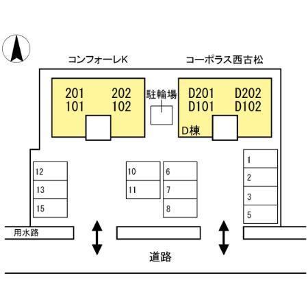 コーポラス西古松D棟 D棟の区画図