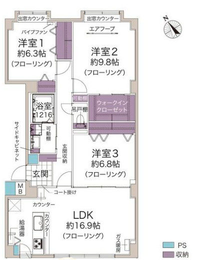 リトムさっぽろ・大谷地Aの間取り