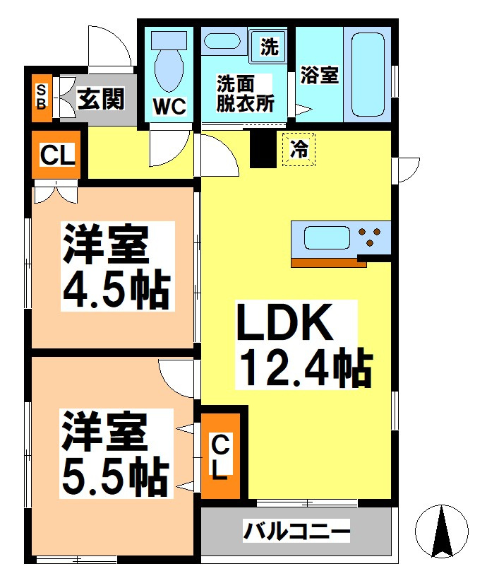 武蔵野市境５丁目の賃貸マンションの間取り