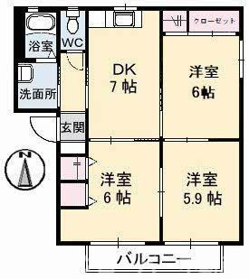 グランコート浅野 B棟の間取り