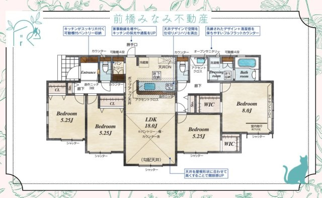 【新築平屋】桐生市相生町2丁目　限定１棟　ブルーミングガーデン　新築建売の間取り
