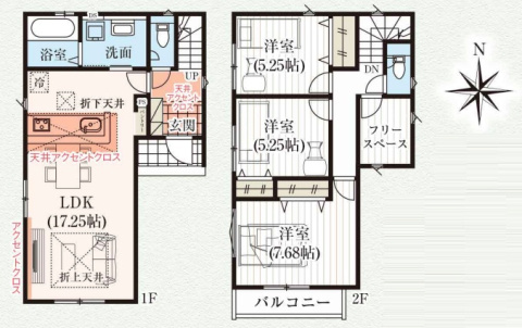 高槻市唐崎西　新築一戸建ての間取り
