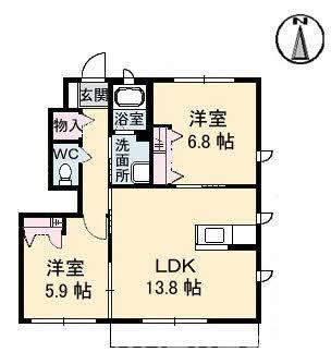 パインテイル D棟の間取り