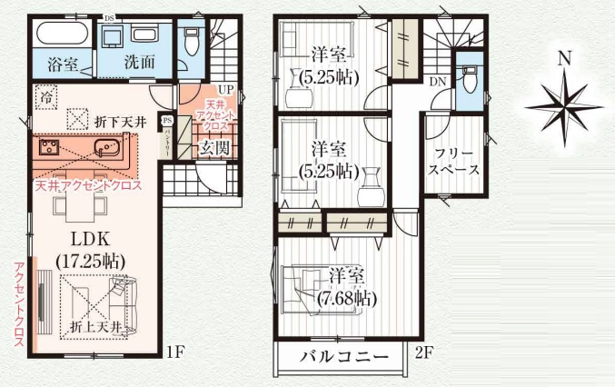 高槻市唐崎西　新築一戸建ての間取り