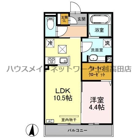 Ｓｋｙ Ｔｅｒｒａｃｅ石橋の間取り|間取図（Ｓｋｙ Ｔｅｒｒａｃｅ石橋 103）1LDK