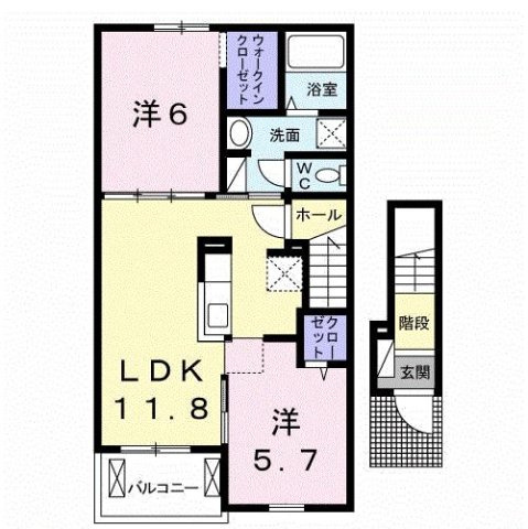 【間取り】 | ＨＩＮＡＴＡ　ＲＥＮ　Ⅲ | 2LDKのお部屋です