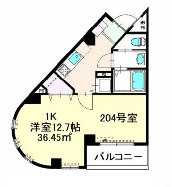 ベル　ミーキの間取り|洋室広々12.7帖でバス・トイレ別です。