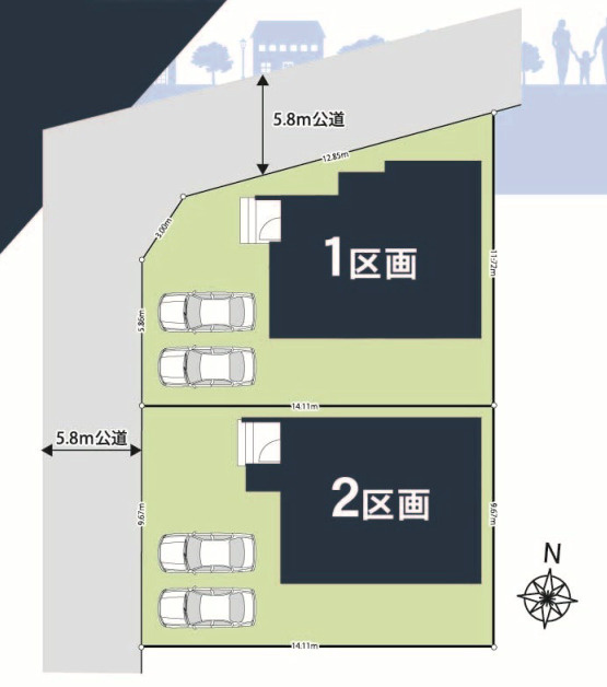 新築／新座市馬場　19期の区画図|駐車スペースあり（車種による）