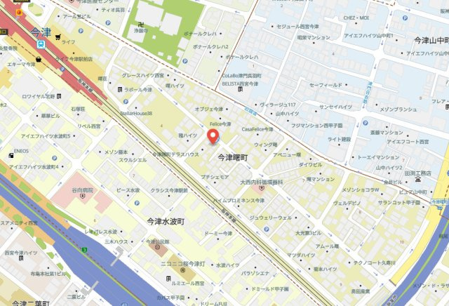 西宮市今津曙町　新築戸建の地図