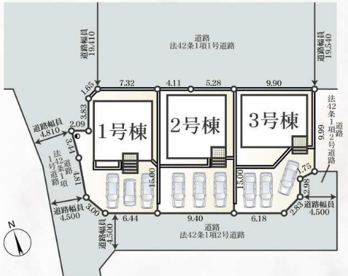 【区画図】 | 平塚市上平塚　全３棟　新築住宅