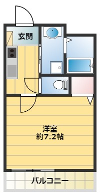 【間取り】 | アンプルールフェール上永谷 | 独立洗面台付き！1Kの間取りです