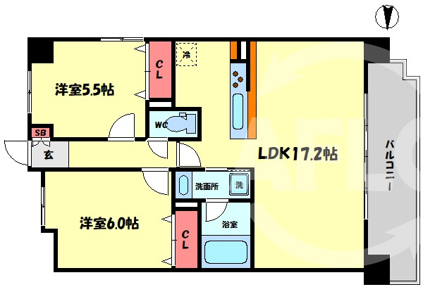 バロンドール京橋　桜宮小学校区の間取り|バロンドール京橋　間取り