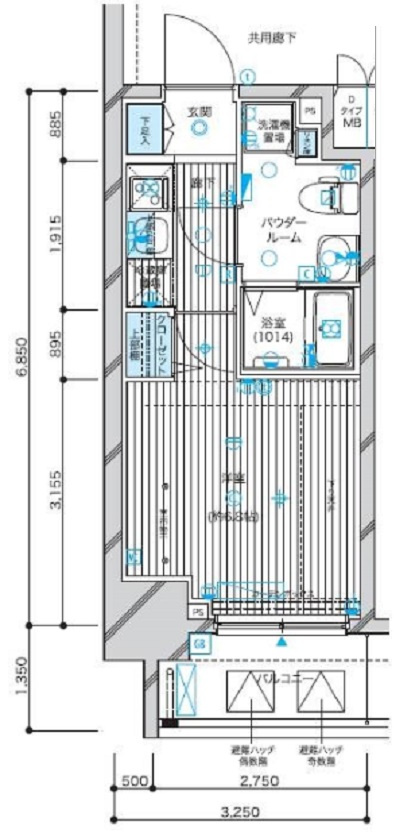 メインステージ蒲田Ⅵエグザの間取り|洋室6.8帖バストイレ別独立洗面台！