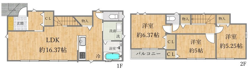 神戸市北区北五葉5丁目・戸建の間取り