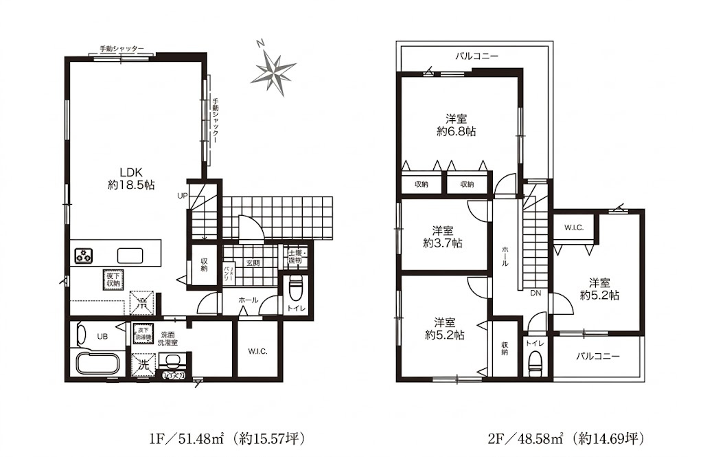 越谷市宮本町１９期１号棟ケイアイグレース　新築戸建の間取り|ゆとりのある空間設計が魅力の4LDK。ご家族の成長や生活スタイルの変化に合わせてフレキシブルに使えます。