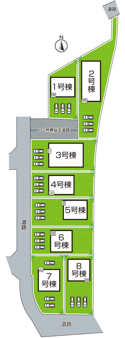 洲本市桑間　第1期　新築一戸建ての区画図|全8区画
