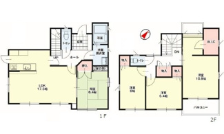【間取り】 | 安芸区瀬野西5丁目　中古戸建 | 17.5帖の広々LDKと全居室6帖以上を確保した4LDK。大型のウォークインクローゼットや各所収納で住空間をすっきり保てます。