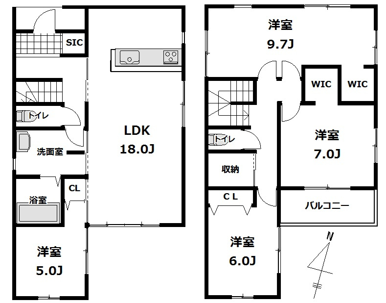 新築戸建　松戸市大金平5丁目の間取り