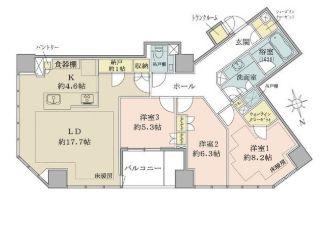 千代田区一番町の賃貸マンションの間取り