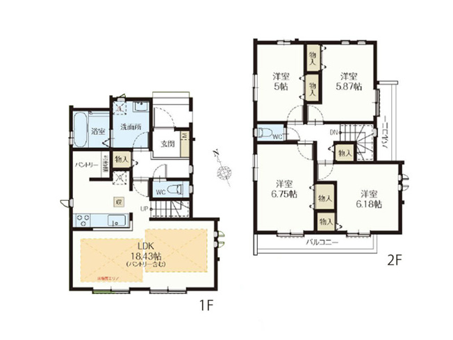 【間取り】 | 練馬区南大泉2丁目　新築一戸建住宅　全1棟　(保谷店) | 随所に収納を備え、スッキリ暮らしやすい4LDKの住まい。2面バルコニー設置で開放感があります。※図面を基に作成しています。現況と異なる場合は現況を優先いたします。