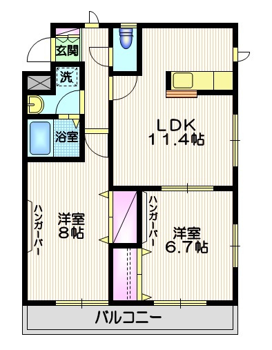 フラット・フォーティーン（♭１４）の間取り|★振分けタイプで使いやすい間取りです★
