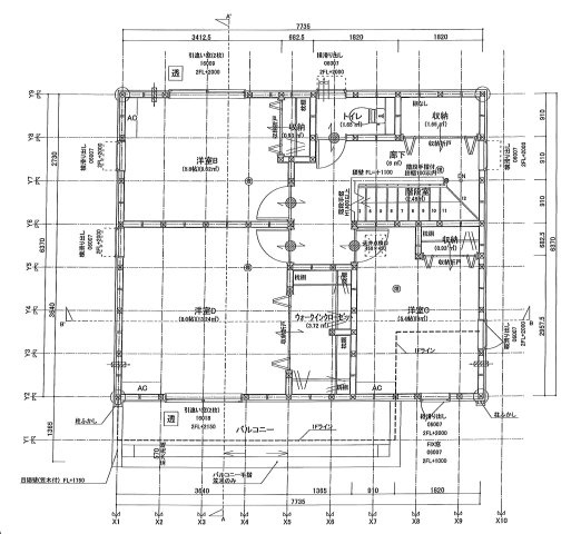 大府市半月町４-124番『仲介手数料無料』新築一戸建て・建売の間取り|２階平面図　2F:主寝室8帖　WIC設置！洋室5.8帖・洋室5.4帖　CL設置♪ホール収納♪南面バルコニー♪